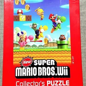 Super Mario Bros Wii Collector's Puzzle 550 PC Video Game Luigi Yoshi Goomba